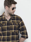 The Indian Garage Co Men Regular Fit Checked Double Flap Pocket Flannel Shirt