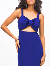 SASSAFRAS Shoulder Strap Waist Cut Out Bodycon Midi Dress