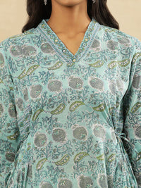 W Women Floral Printed Flared Sleeves Cotton A-Line Kurta