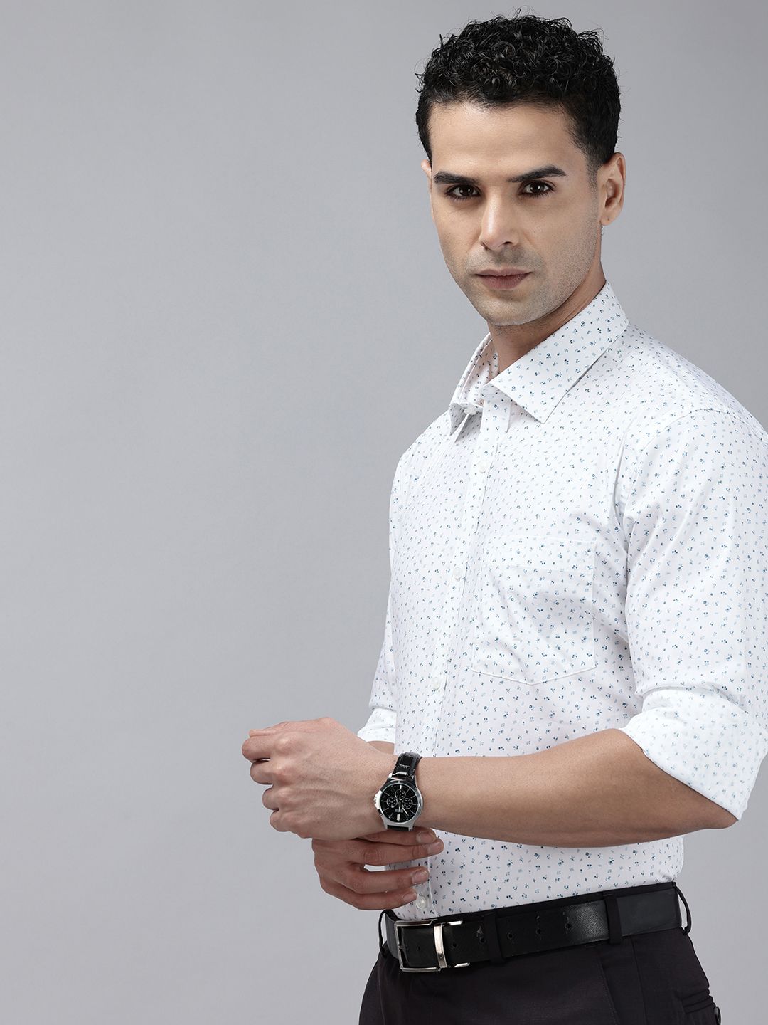 Park Avenue Slim Fit Opaque Floral Printed Formal Shirt