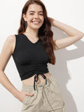 DressBerry Beyond Basic Ruched Crop Top