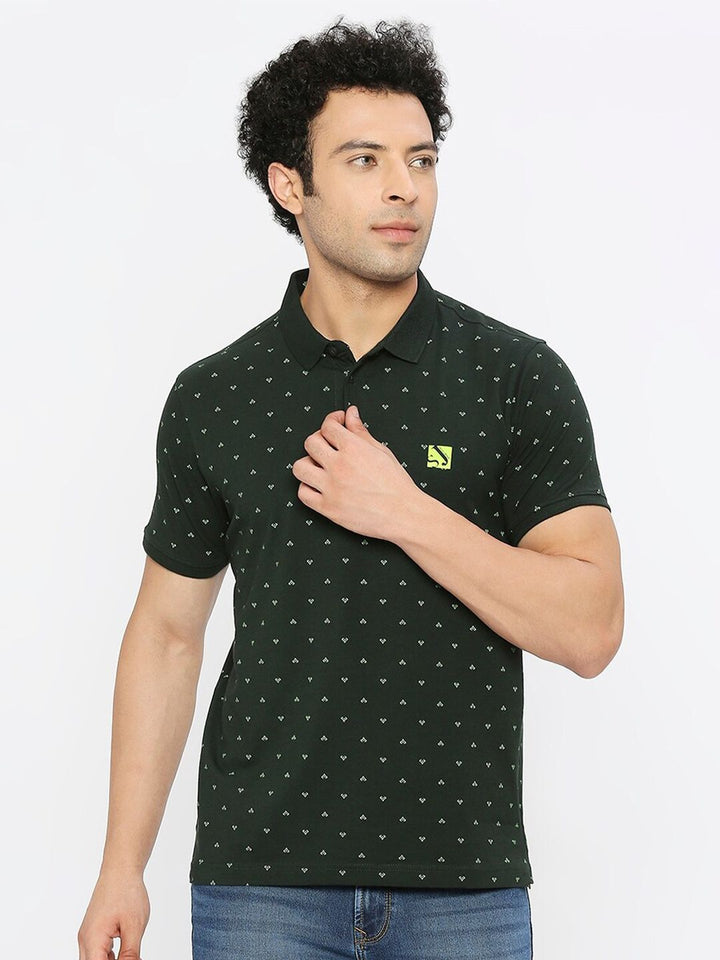 SPYKAR Printed Polo Collar Cotton T-shirt