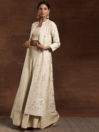 Libas Embroidered Sleeveless Top, Shrug & Palazzos Co-Ords