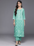 Varanga Women Floral Printed Regular Kurta with Trousers