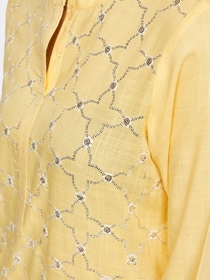 Global Desi Women Yellow Floral Embellished Kurta
