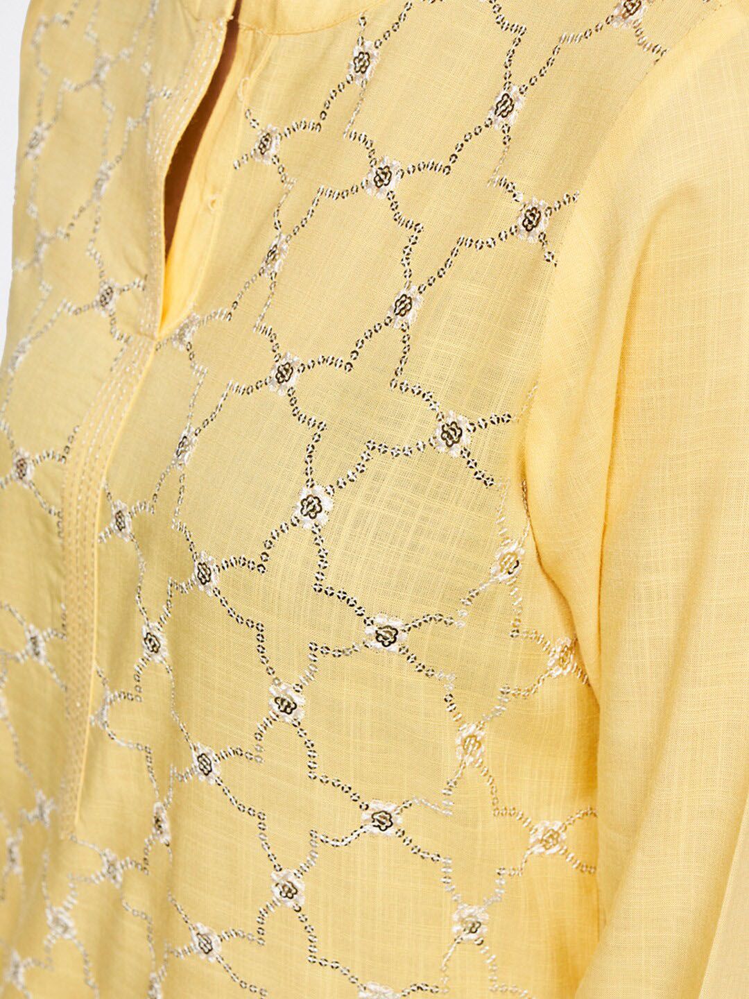 Global Desi Women Yellow Floral Embellished Kurta