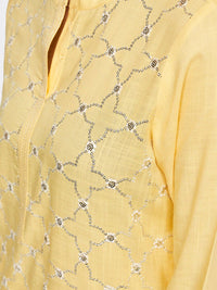 Global Desi Women Yellow Floral Embellished Kurta