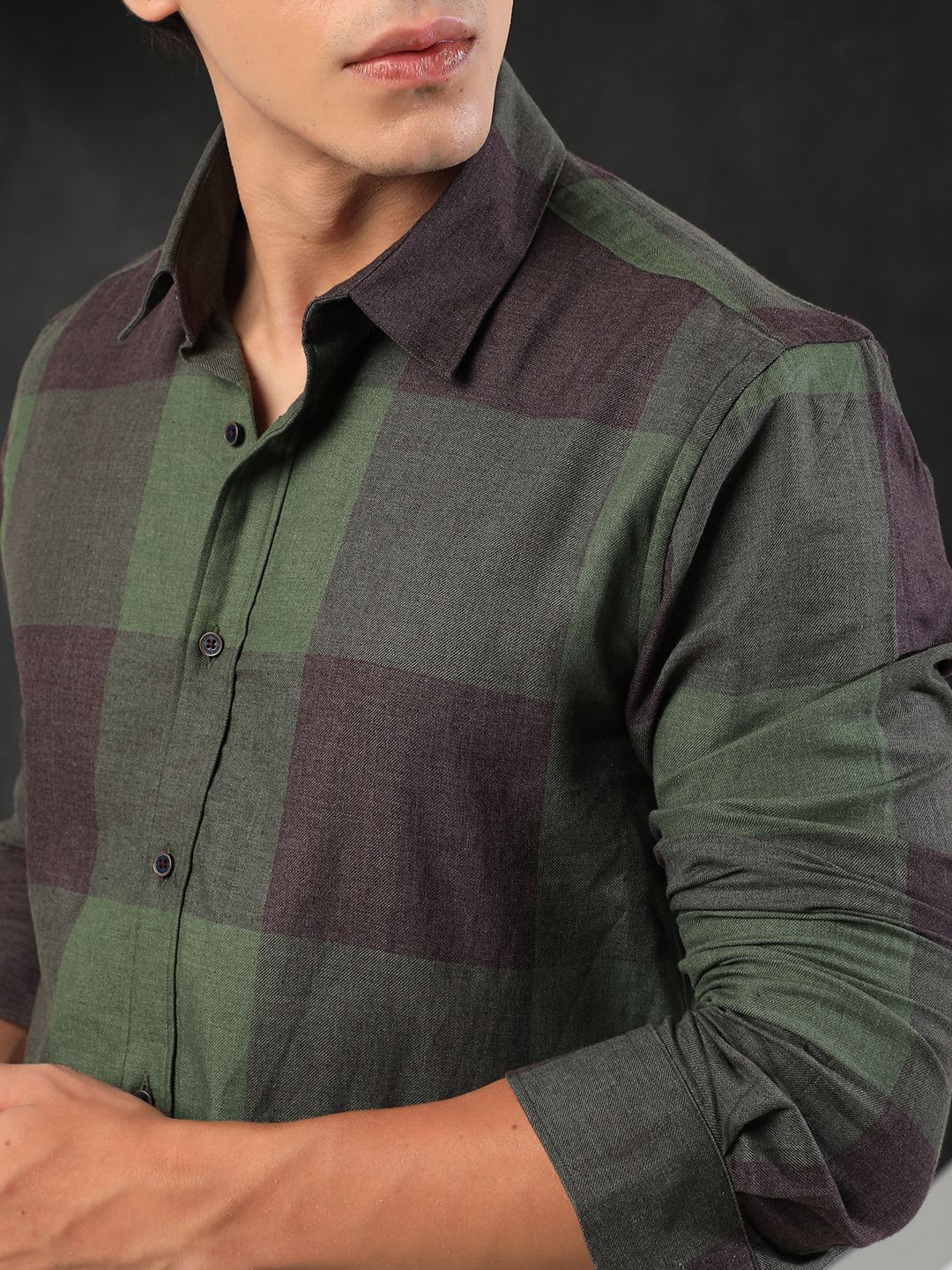 RARE RABBIT Men Beavers Slim Fit Buffalo Checked Cotton Shirt