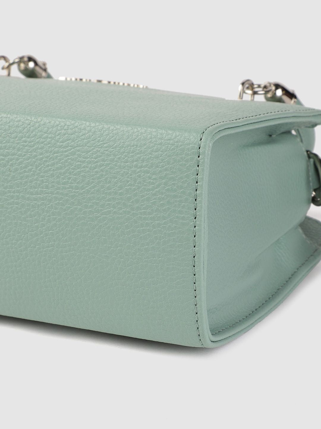 Lino Perros Sea Green Solid Structured Handheld Bag