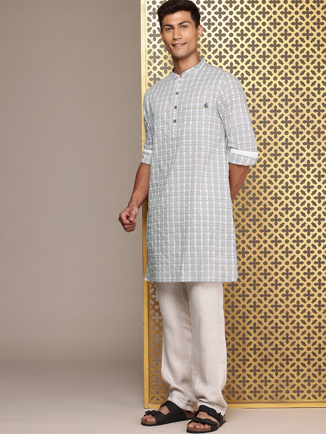 House of Pataudi  Jashn Pure Cotton Checked Kurta