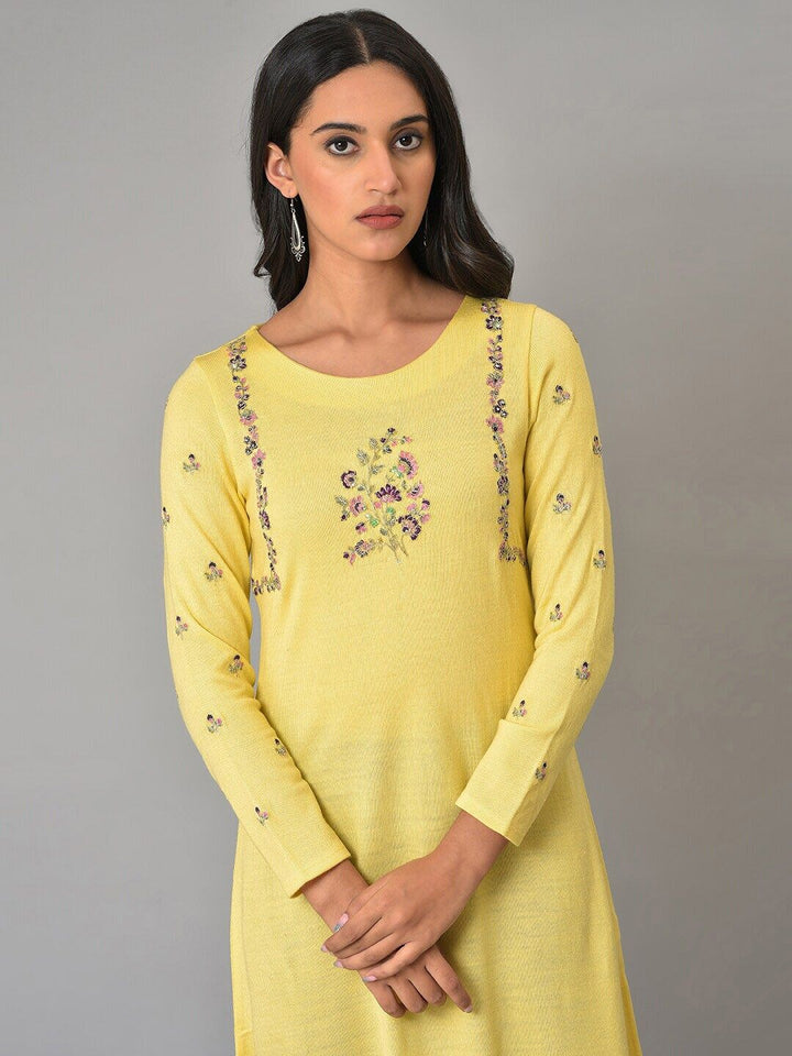 W Floral Embroidered Zardozi Acrylic Kurta