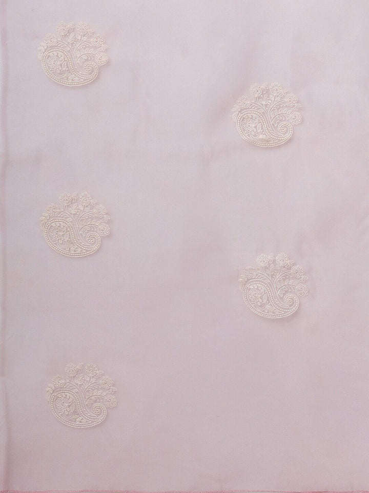 Saree mall Pink & White Floral Organza Banarasi Sarees