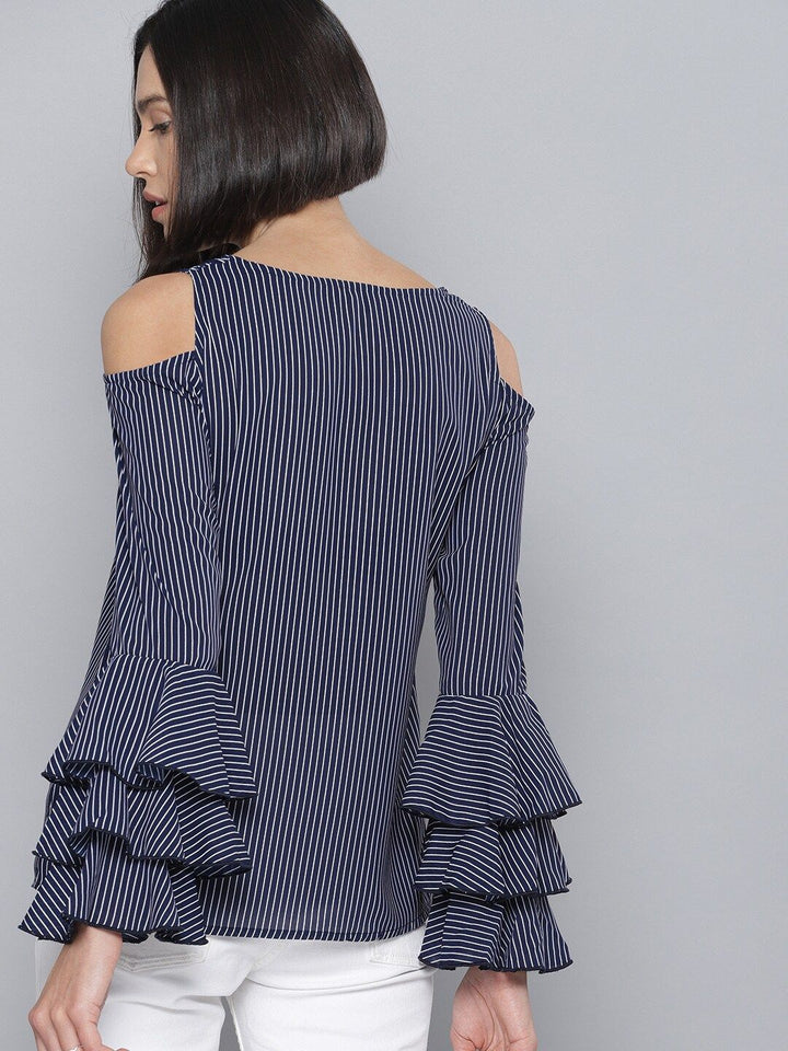 Tokyo Talkies Women Navy Blue & White Striped Top