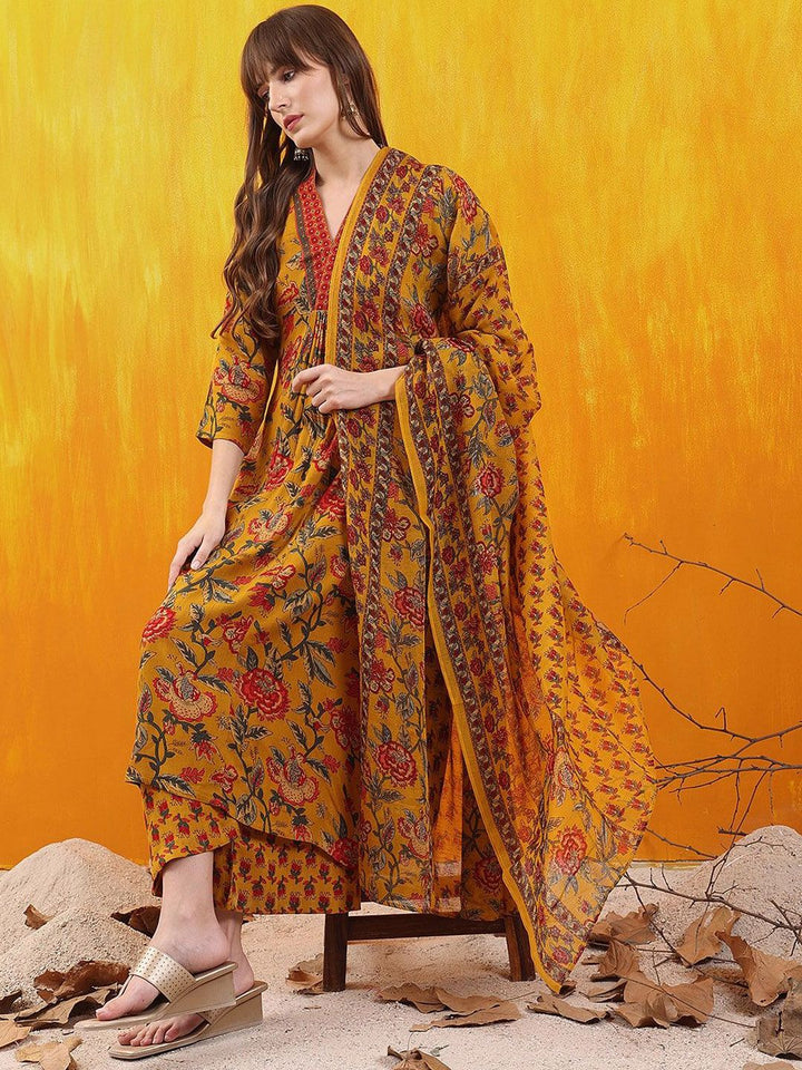 KALINI Floral Printed Kurta with Palazzos & Dupatta