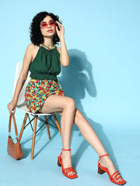 Berrylush Gorgeous Green Solid New Neckline Top