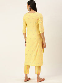 KALINI Geometric Woven Design Regular Kurta With Trousers