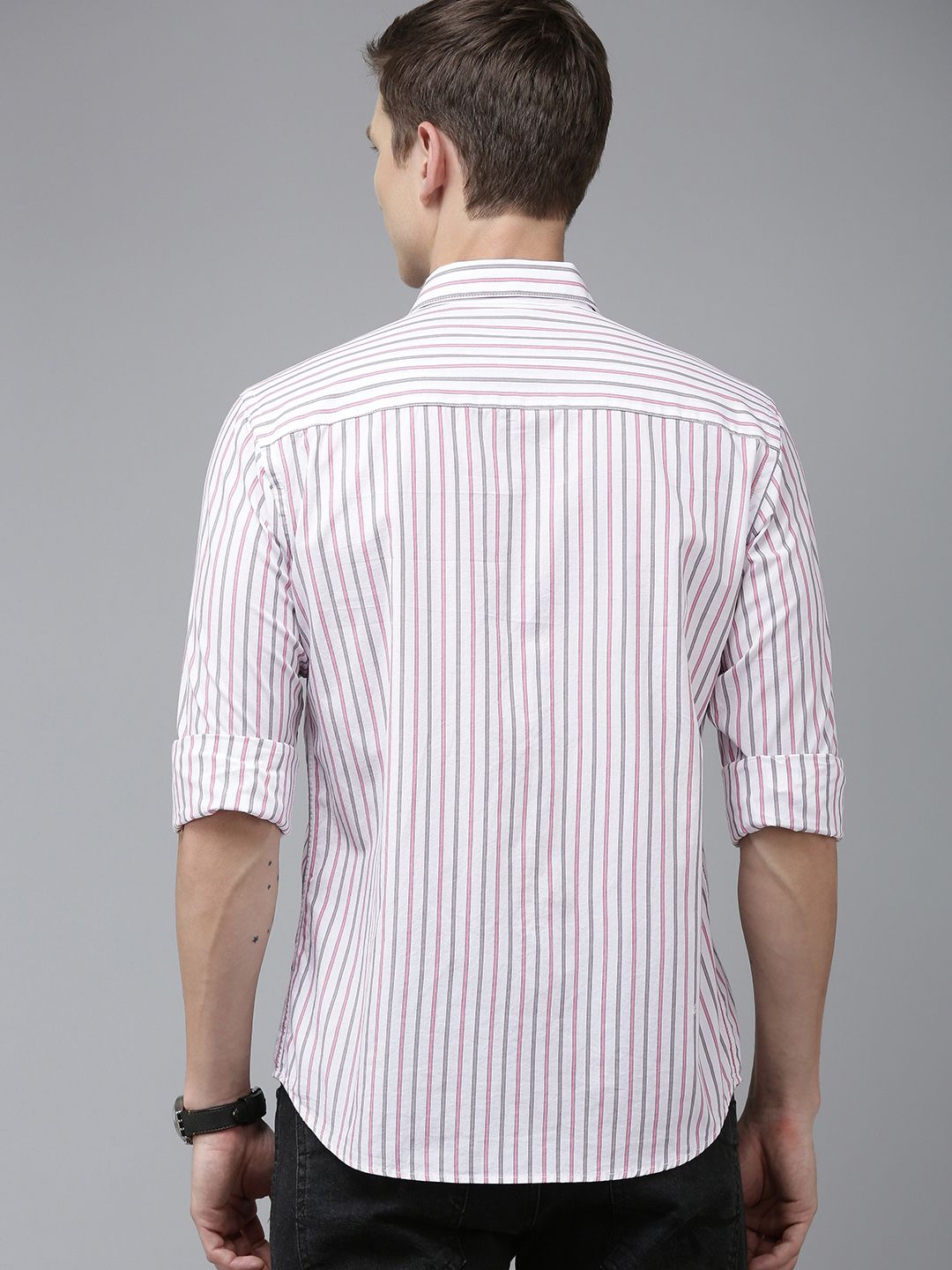 Park Avenue Men Pure Cotton Slim Fit Opaque Striped Casual Shirt