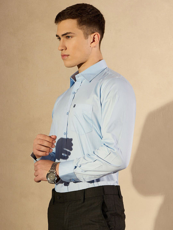 DENNISON Smart Solid Opaque Pure Cotton Satin Shirt