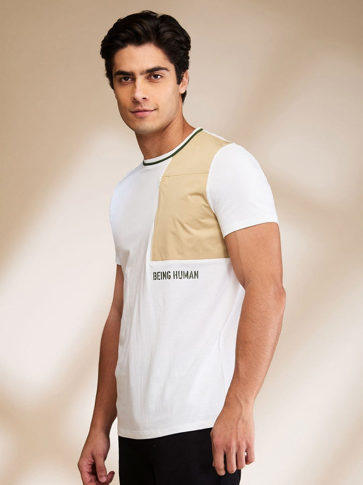 Being Human Men Colourblocked Pockets Slim Fit T-shirt
