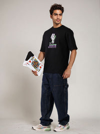 The Indian Garage Co Men Joker Typography Printed Round Neck Cotton Boxy T-shirt