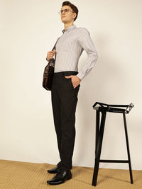 Thomas Scott Men Smart Fit Button-Down Collar Vertical Striped Cotton Formal Shirt
