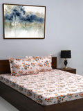 BOMBAY DYEING Pink & Orange Floral 164 TC Cotton Queen Bedsheet With 2 Pillow Covers