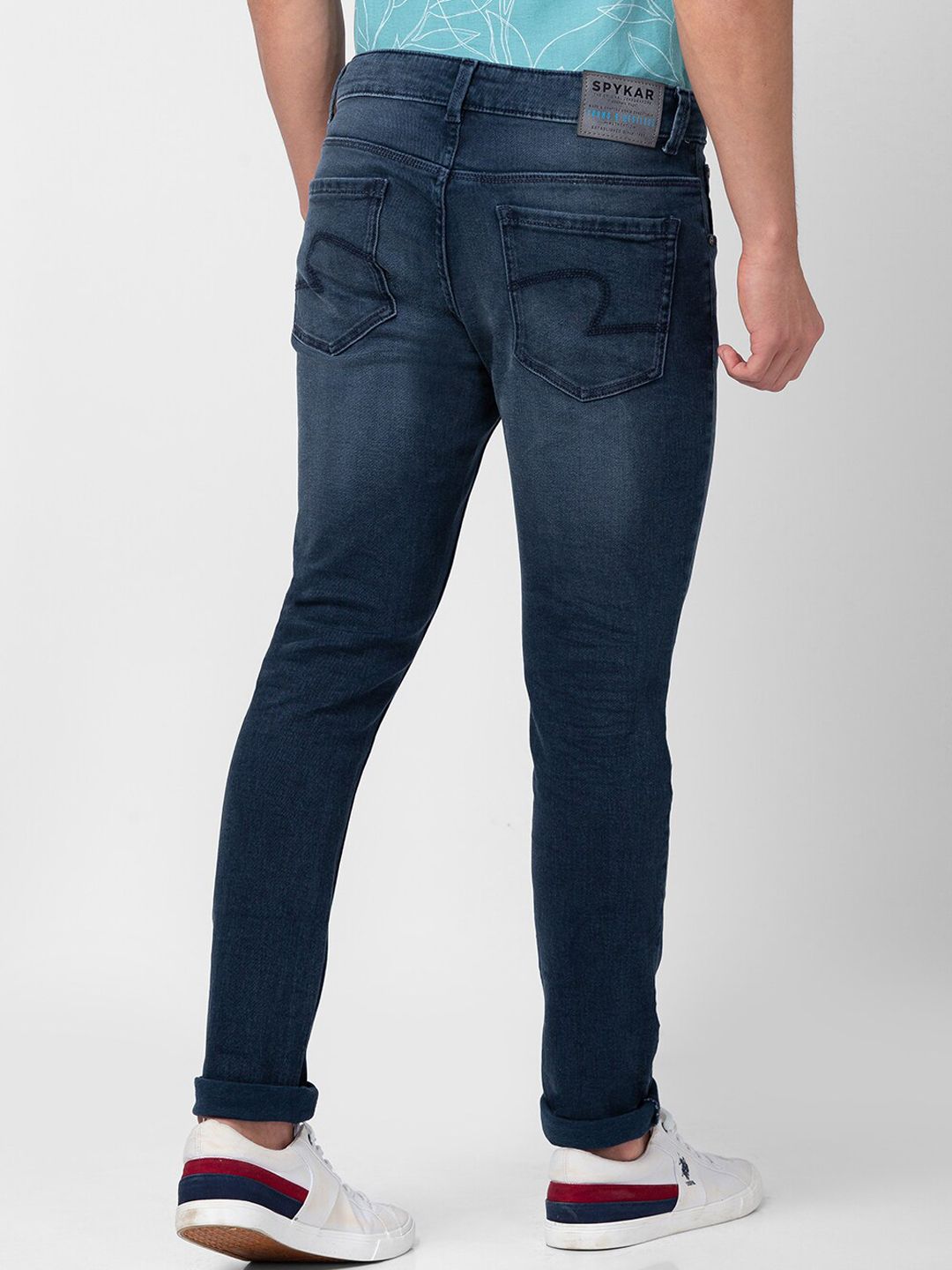 SPYKAR Men Blue & Grey Slim Fit Low-Rise Light Fade Stretchable Jeans