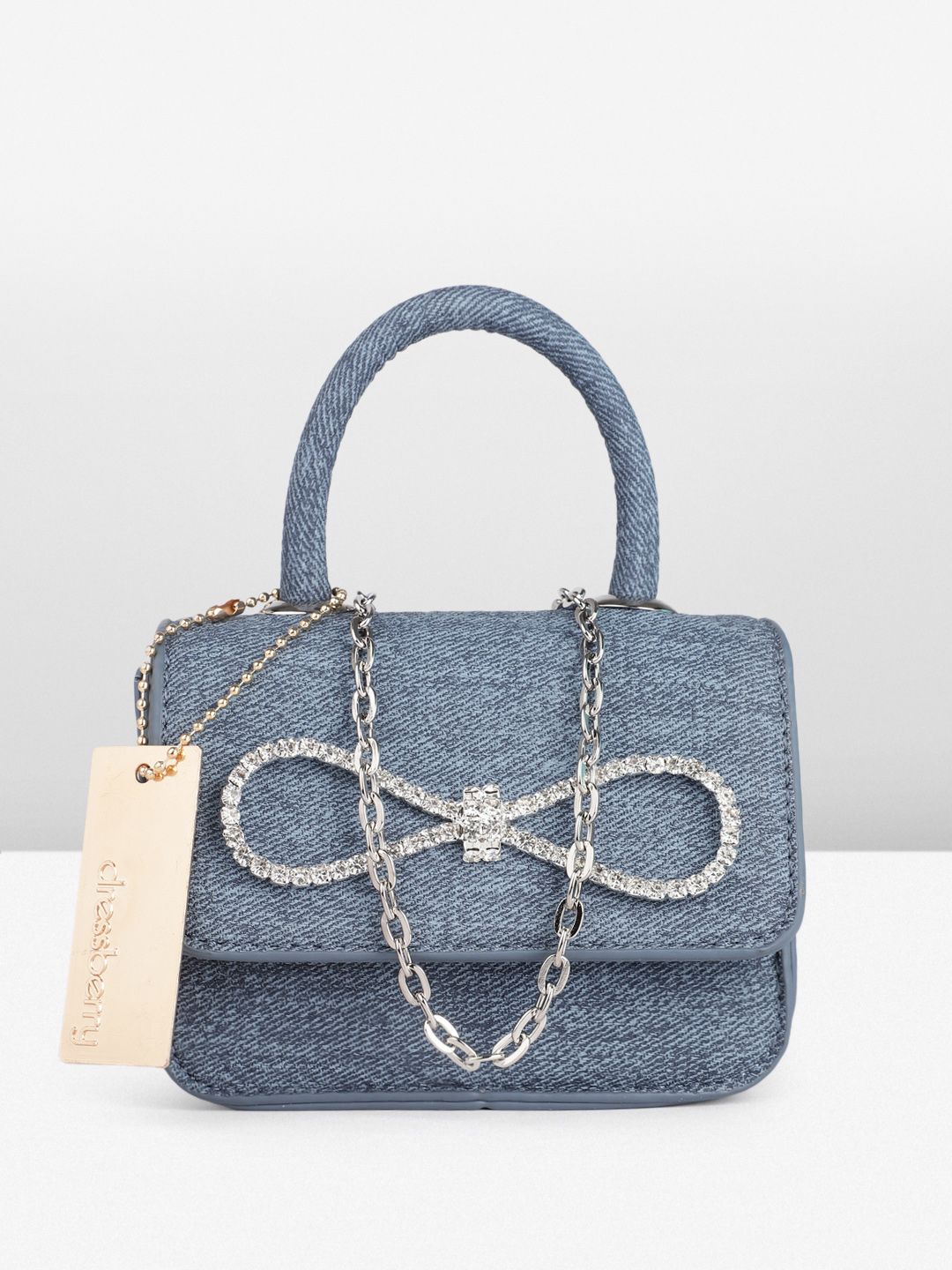 DressBerry Textured Miniature Satchel Bag With Embellished