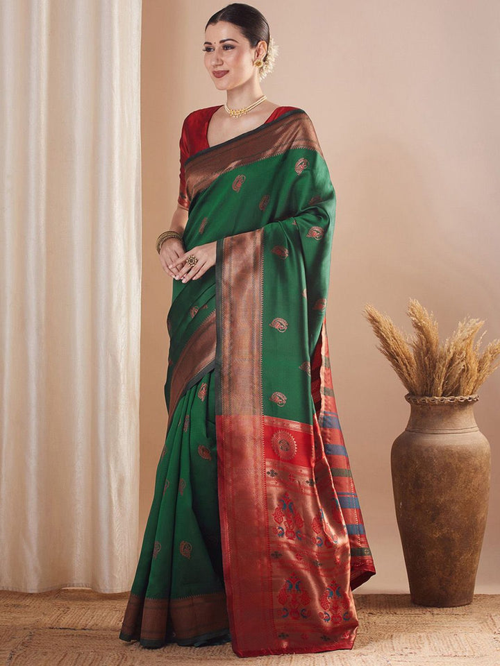 Saree mall Woven Design Ethnic Motifs Zari Paithani Sarees