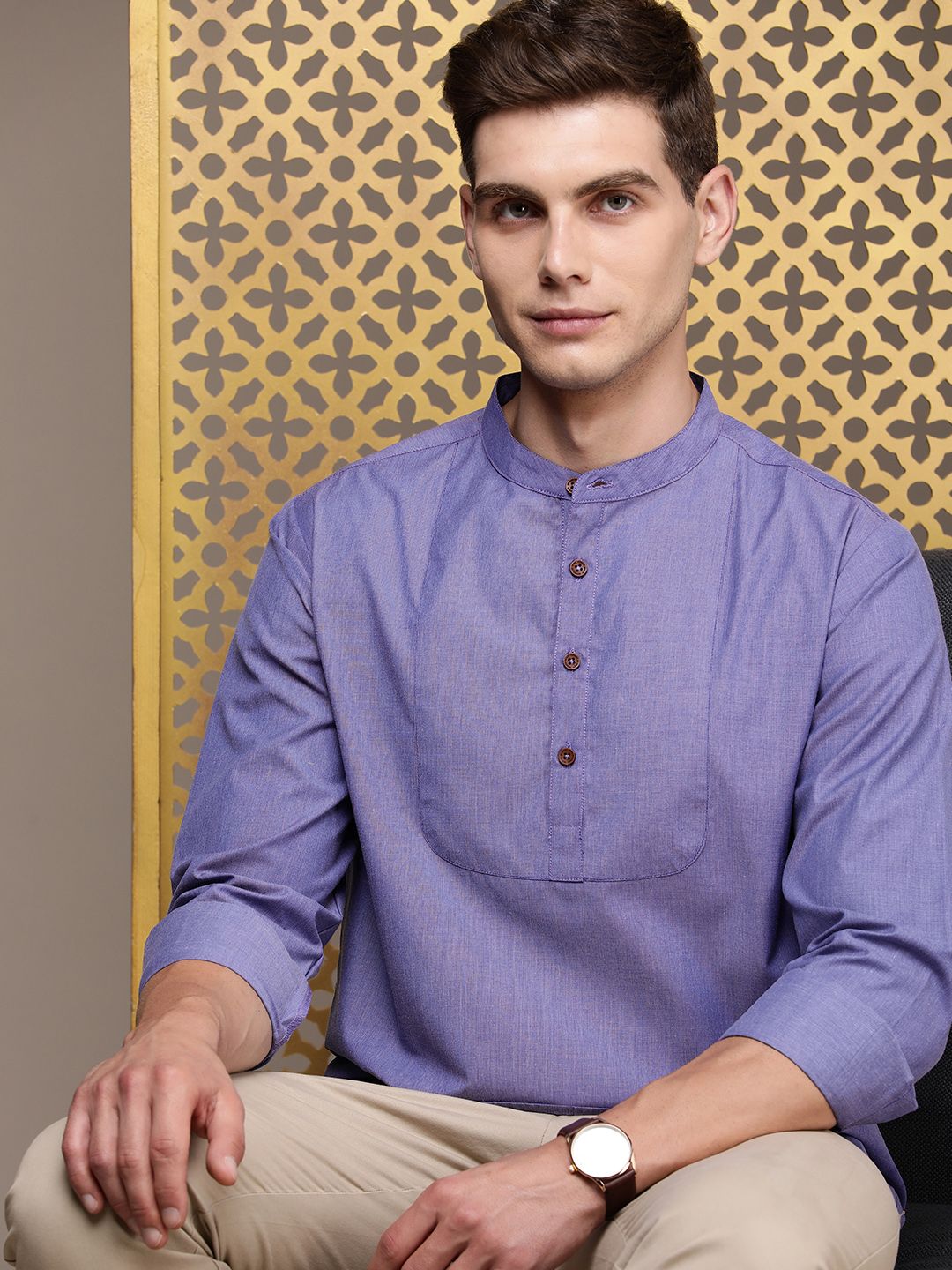 House of Pataudi Band Collar Rozana Kurta