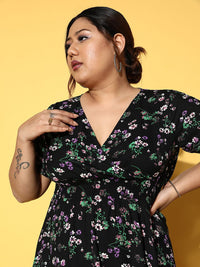 Berrylush Curve Floral Crepe Midi Dress