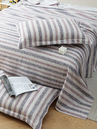 Story@home Cadar Katil King 240 TC Cotton Berjalur Merah &amp; Putih Dengan 2 Sarung Bantal