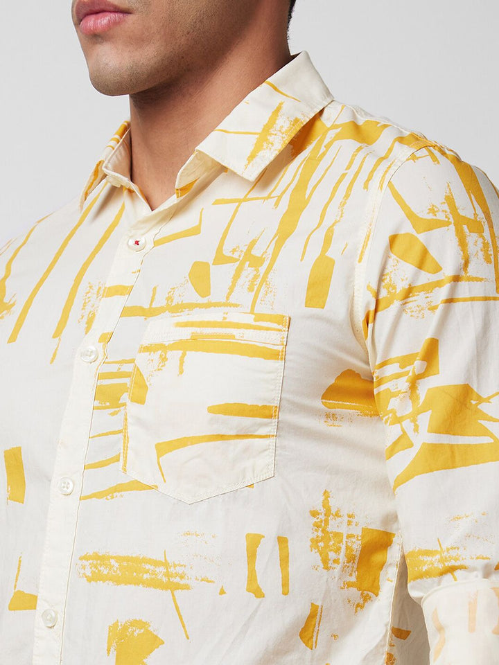 SPYKAR Abstract Printed Slim Fit Opaque Casual Shirt