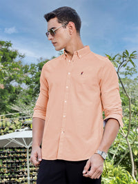 Thomas Scott Men Premium Regular Fit Button-Down Collar Solid Cotton Casual Shirt