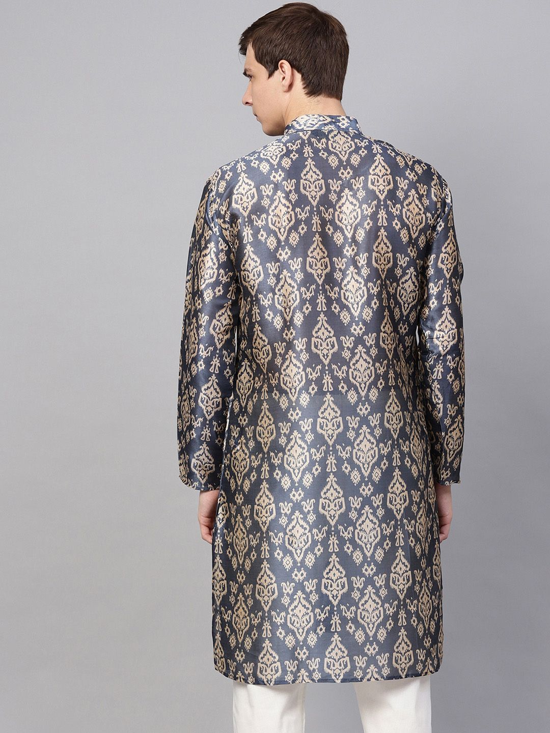 SOJANYA Men Blue & Beige Printed Straight Kurta