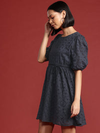 all about you Pure Cotton Schiffli A-Line Dress