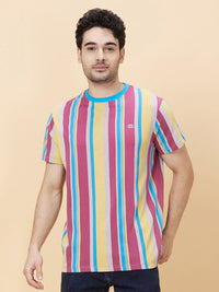 Being Human Striped Cotton Slim Fit Casual T-shirt