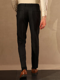 DENNISON Men Tapered Fit Self Check Pleated Trousers