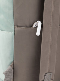 Lino Perros Women Grey & Sea Green Colourblocked Laptop Backpack