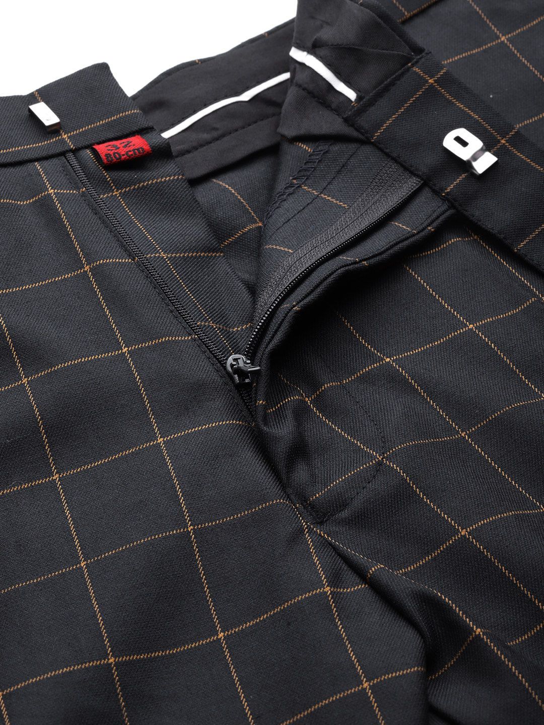 DENNISON Men Black Checked Smart Tapered Fit Trousers