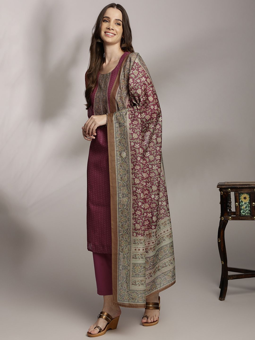 Anouk Women Ethnic Motifs Printed Kurta with Trousers & Dupatta