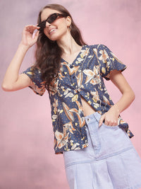 DressBerry Floral Print Flared Sleeves Top