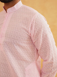 SOJANYA Geometric Embroidered Regular Pure Cotton Straight Kurta With Churidar