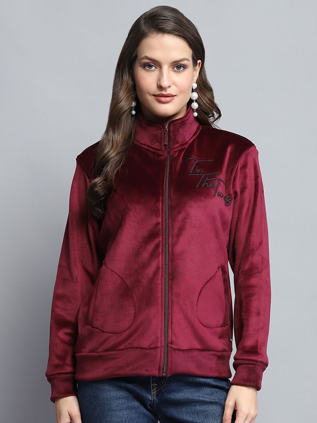 Monte Carlo Women High Neck Front-Open Sweatshirt