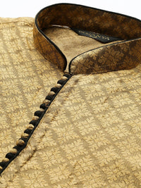 SOJANYA Men Golden Woven Design Straight Kurta