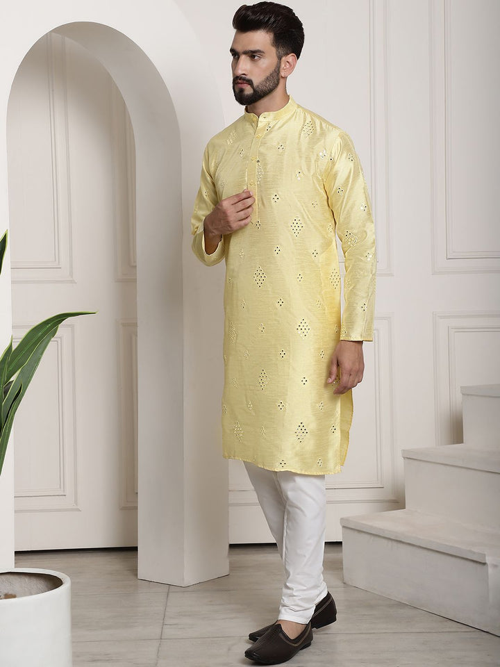 SOJANYA Geometric Embroidered Regular Kurta With Churidar
