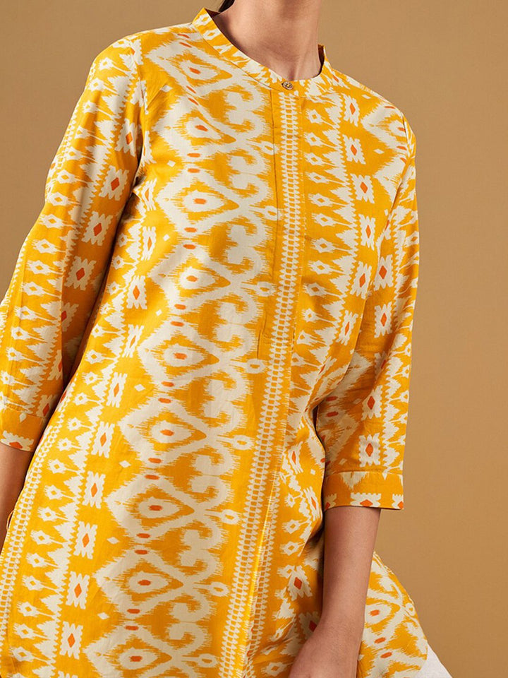 Global Desi Ethnic Motifs Printed Pure Cotton Straight Kurti
