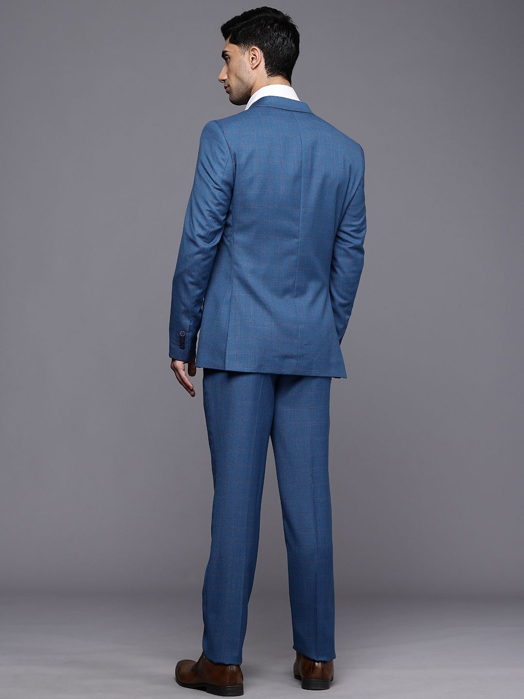 Raymond Slim Fit Checked Notched Lapel Single-Breasted Formal 2 Piece Suits