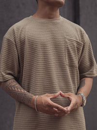 Powerlook Men Self Design Oversized Pockets T-shirt