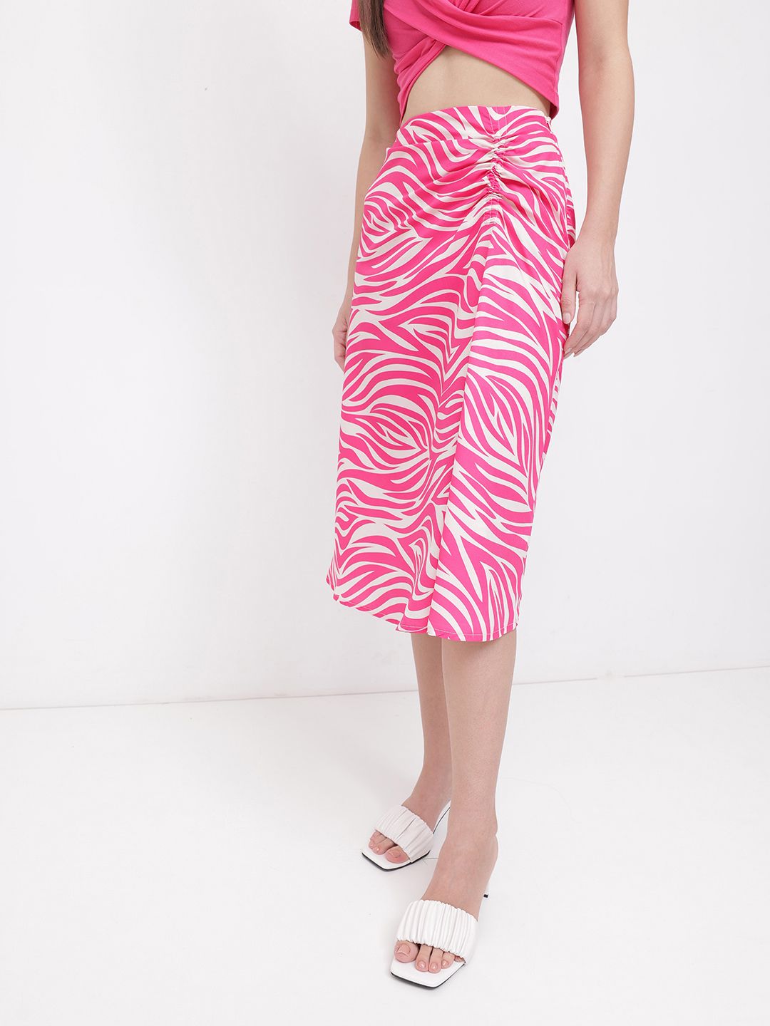 DressBerry Animal Print Barbiecore Midi Skirt